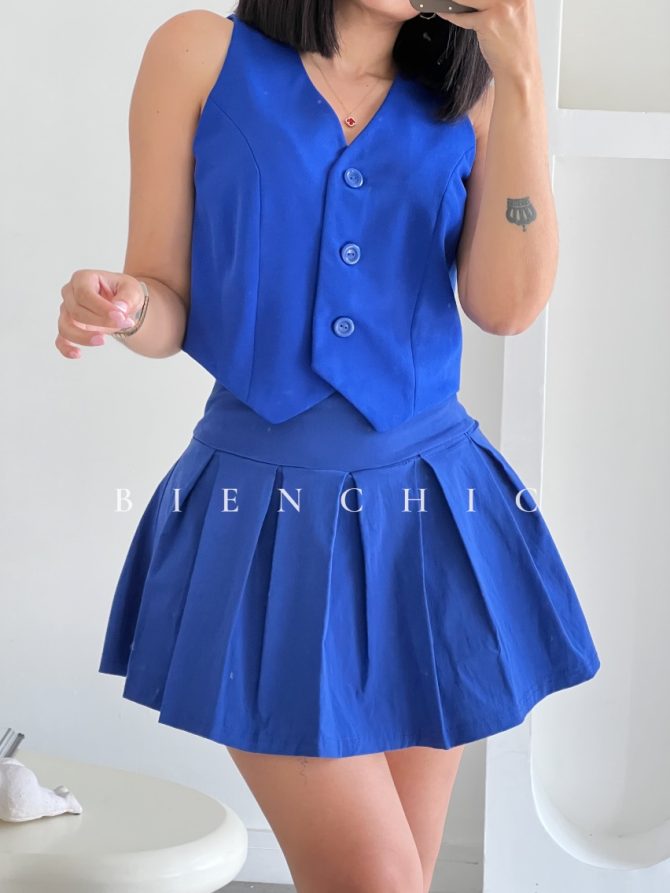Falda Plisada Azul