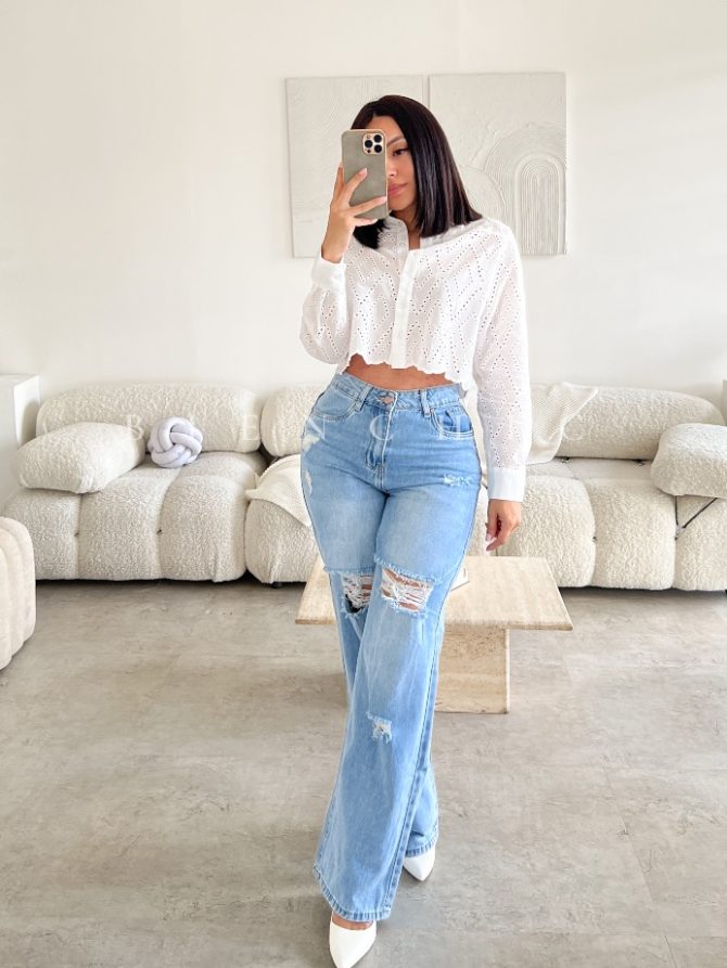 Camisa Blanca Crochet Farina