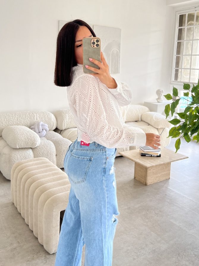 Camisa Blanca Crochet Farina
