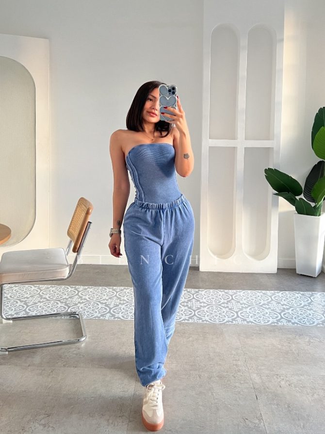Conjunto jogger Blue acid wash laluxe