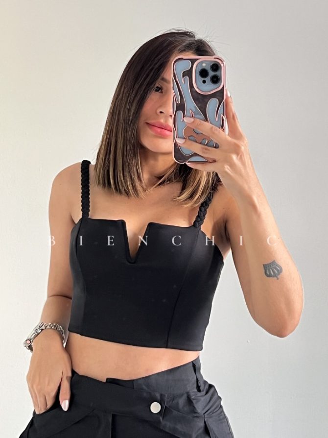Bustier Negro Trenzas