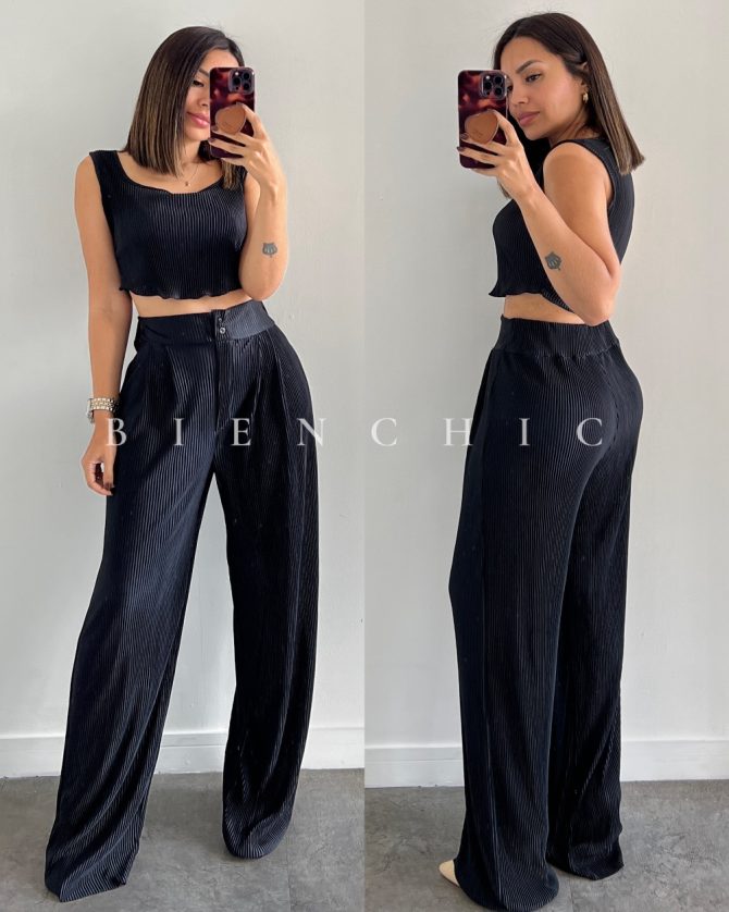 Conjunto Negro Plisado Sofia