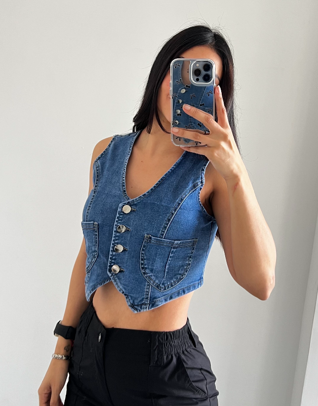Chaleco Jean Botones Alexa - Imagen 2