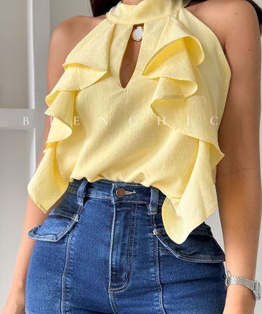 Camisa de Volados Amarilla Mia