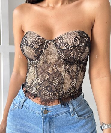 Bustier Beige con Encaje Chic