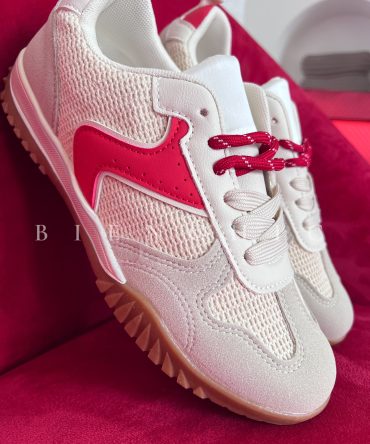 Calzado Beige con Rojo