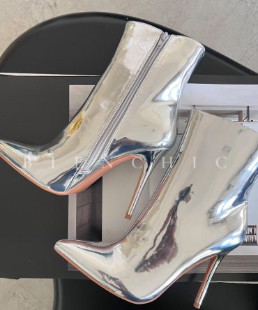 Botas Plateados Tacon Fino