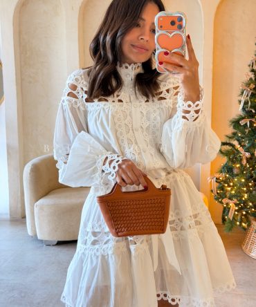Vestido detalles crochet Blanco Vela