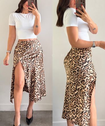 Falda Midi Animal Print Zana