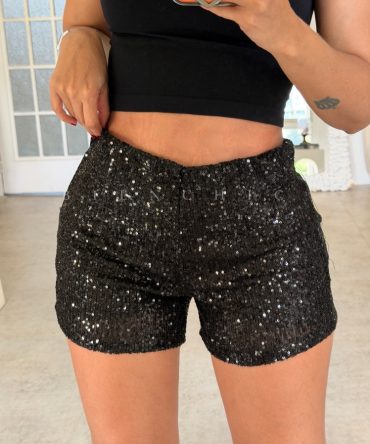 Short de Lentejuelas Negro