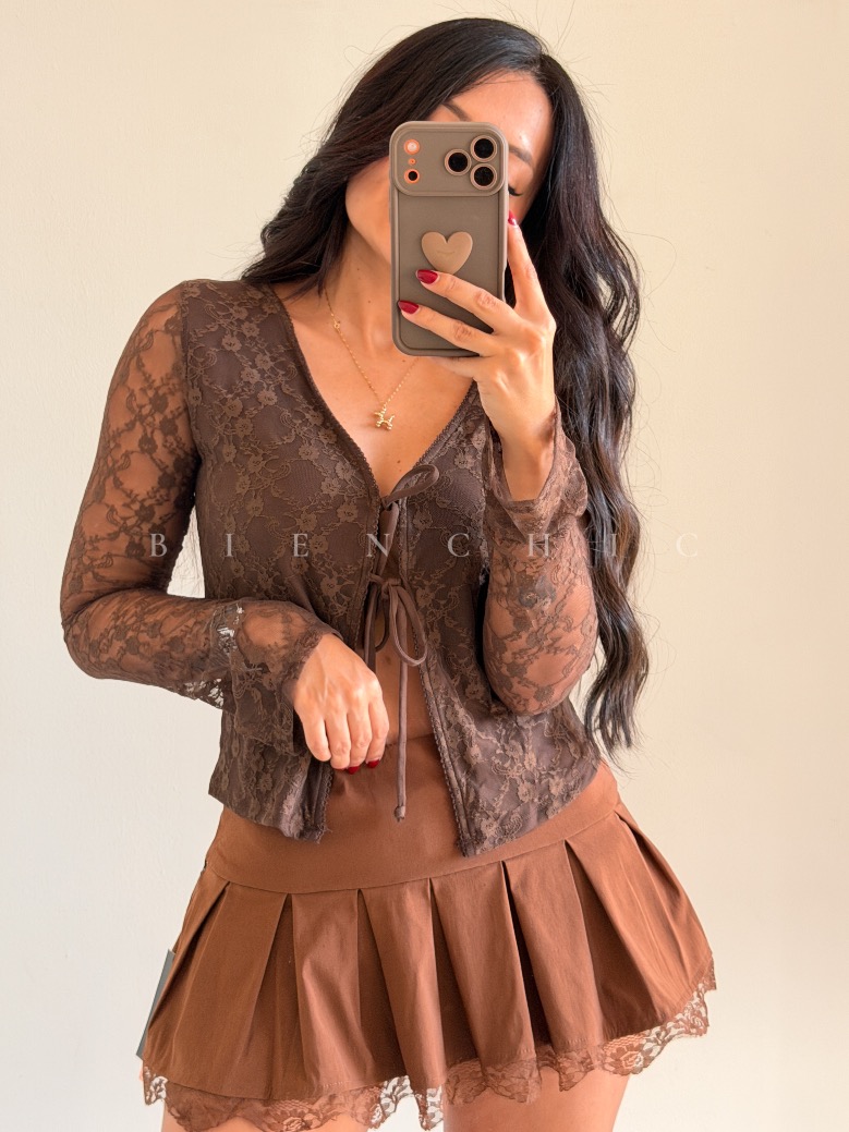 Blusa encaje Marrón