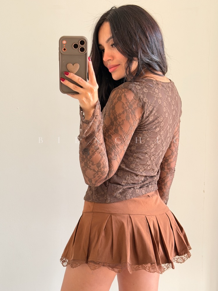 Blusa encaje Marrón - Imagen 2