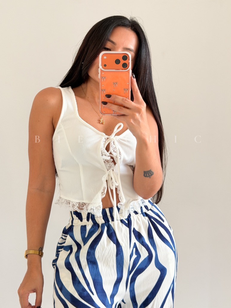 Crop top lace Ada Blanco - Imagen 2