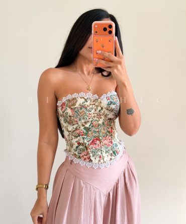 Corset Floreado Verde