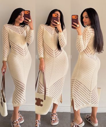 Vestido MIDI Manga Larga Tejido