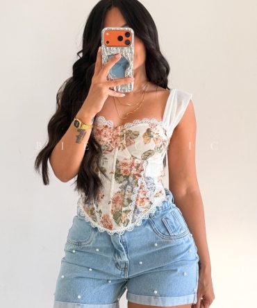 Corset Floreado con Mangas Ursula