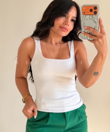 TOP de Escote Cuadrado Blanca