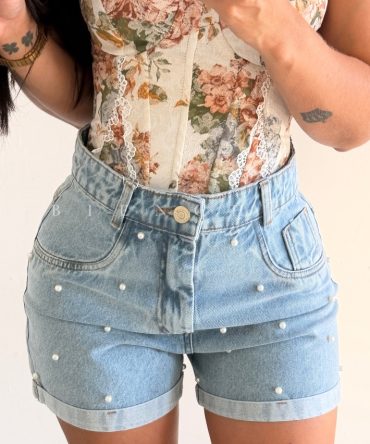 Short de Jeans con Perlas