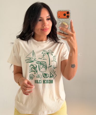 Camiseta Beach Club Crema