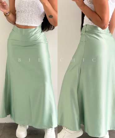 Falda Satina Amapola Verde
